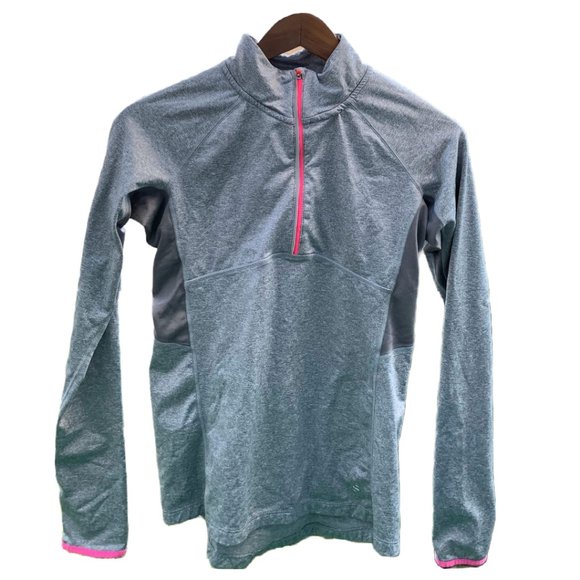 Gray and Pink Long Sleeve Athletic Quarter Zip H&M - Picture 1 of 6